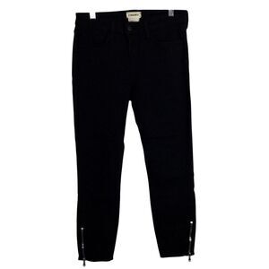 L'AGENCE Womens Margot Skinny Jeans Denim Mid Rise Zipper Details Black Size 27